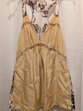 Beige Floral-Back Silk-Blend Camisole Top